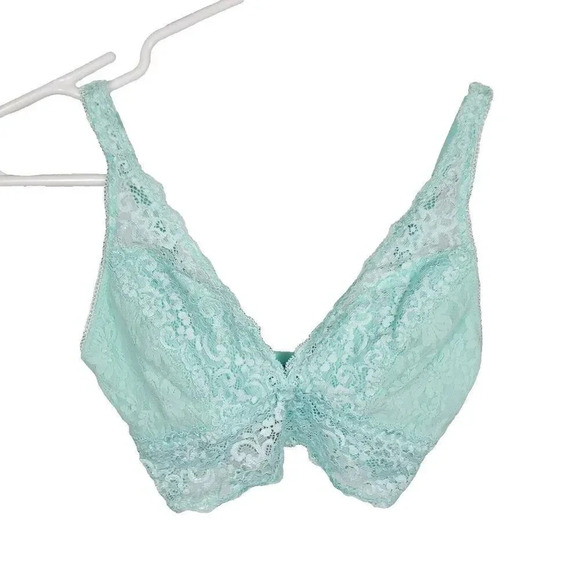 Women's SOMA Bralette Lace Plunge SZ XS Mint Green Teal‎ Pastel Spring Ex Small - Picture 1 of 8